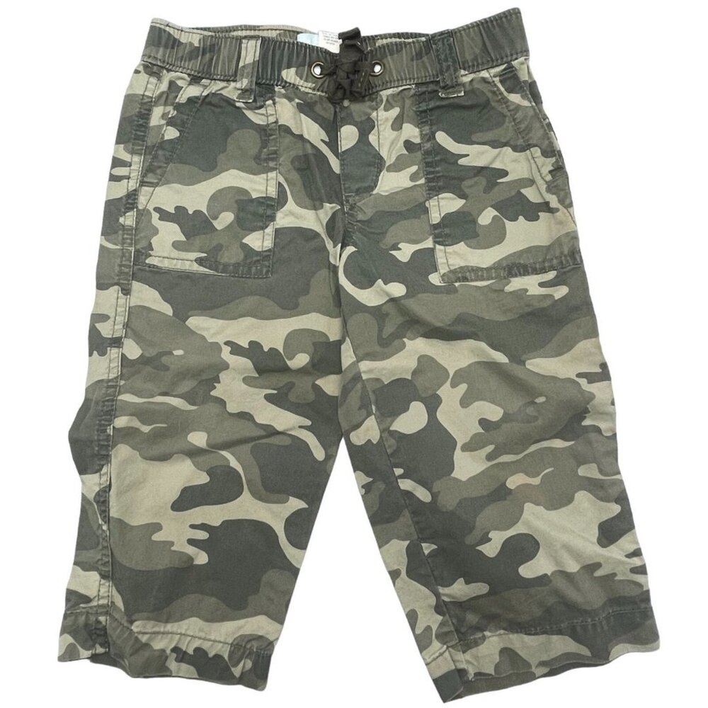 little peanut camo kids pants green pockets tie elastic waist xl 18/24m READ
